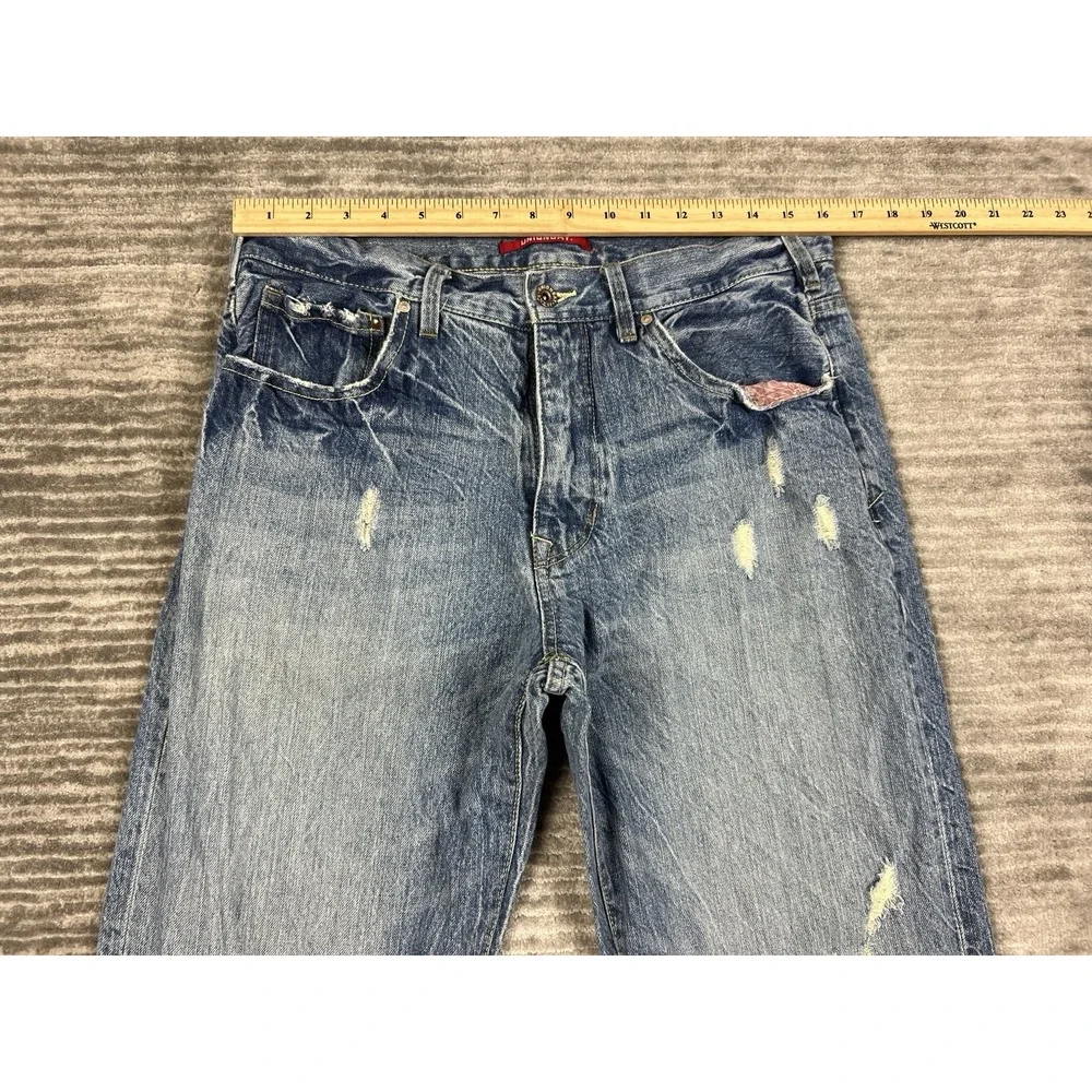 Unionbay Jeans Mens 34x32 Blue Denim Y2K Hong Kong Distressed Straight Leg - Picture 4 of 12